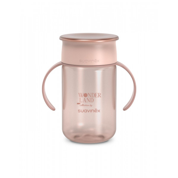 Suavinex Ποτήρι Εκπαιδευτικό 360 με λαβές 340ml +12μ WONDERLAND Pink BR90188
