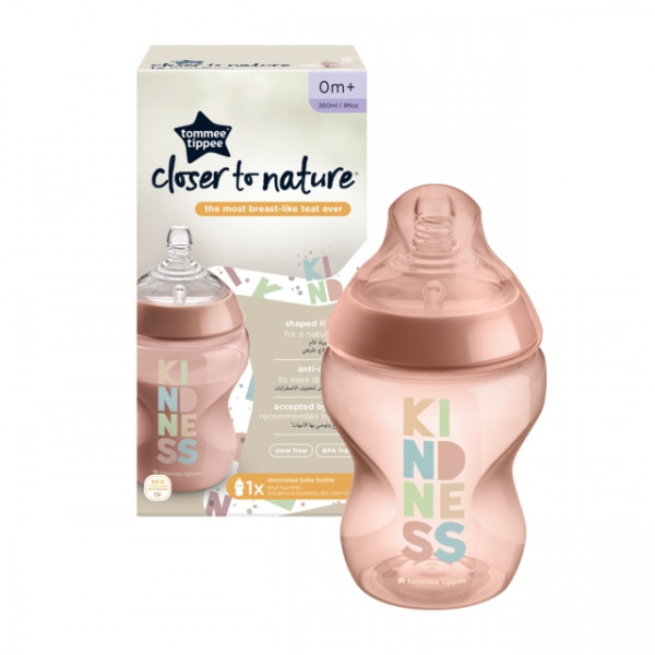 Tommee Tippee Πλαστικό Μπιμπερό Closer To Nature 260ml Μικρής Ροής Σομόν 42250205