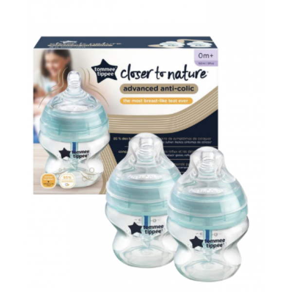 Tommee Tippee Πλαστικό Μπιμπερό Closer To Nature Advanced Anti-colic 2x150ml Μικρής Ροής 42260286