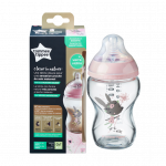 Tommee Tippee Γυάλινο Μπιμπερό Closer to nature μικρής ροής 250ml με σχέδιο για κορίτσι 0m+ Ροζ 422706