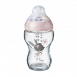 Tommee Tippee Γυάλινο Μπιμπερό Closer to nature μικρής ροής 250ml με σχέδιο για κορίτσι 0m+ Ροζ 422706