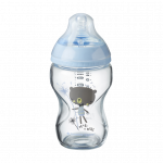 Tommee Tippee Γυάλινο Μπιμπερό Closer to nature μικρής ροής 250ml με σχέδιο για αγόρι Μπλε 0m+ 422707