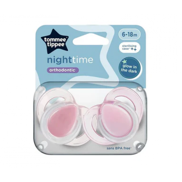 Tommee Tippee Πιπίλες Σιλικόνης Night 6-18m Pink 43336299.pink