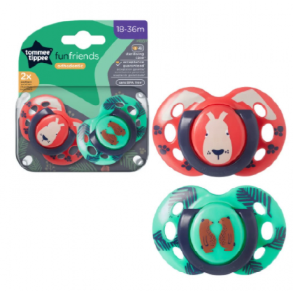 Tommee Tippee Πιπίλα σιλικόνης Fun Friends 18-36 μηνών Red & Green 43340394.red