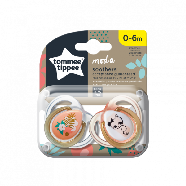 Tommee Tippee Πιπίλα σιλικόνης MODA για κορίτσι 0-6m (2τμχ) 433487