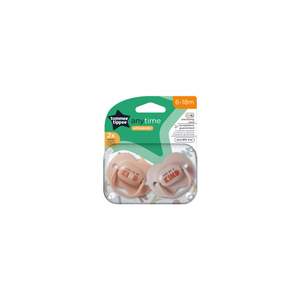 Tommee Tippee Πιπίλα Σιλικόνης 6-18m Anytime Orthodontic Pink 433544