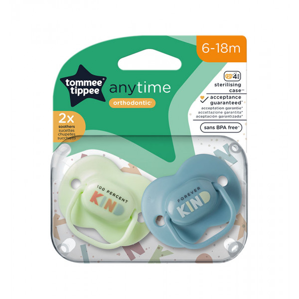 Tommee Tippee Πιπίλα Σιλικόνης 6-18m Anytime Orthodontic Blue 433544