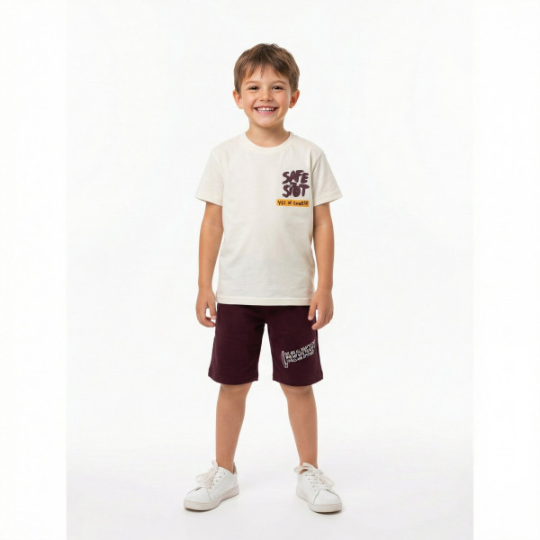 Trax Σετ βερμούδα μπλούζα Εκρού 26-49330-1