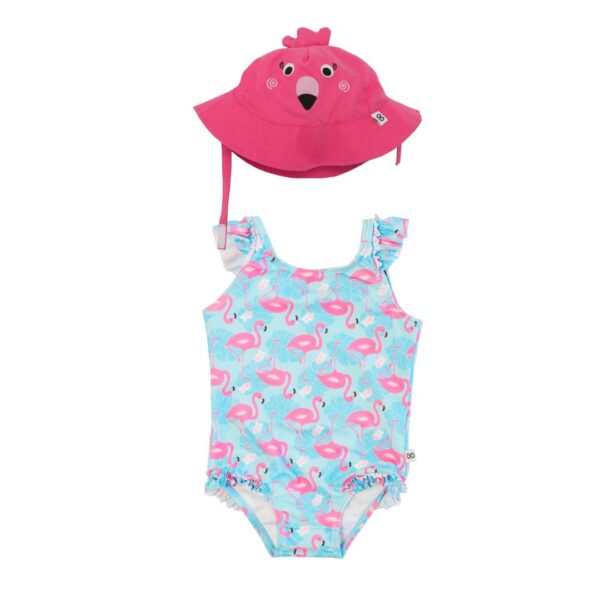 Zoocchini  Σετ Ολόσωμο Μαγιώ με UV Καπέλο Franny the Flamingo 6-12m  ZOO16302-6-12M
