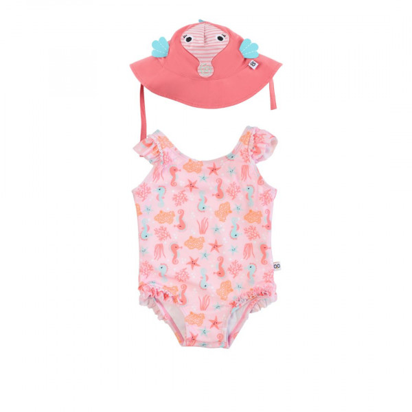 Zoocchini Σετ Ολόσωμο Μαγιώ με UV Καπέλο Sally the Seahorse 6-12m ZOO16301-6-12M
