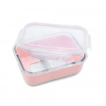 Melii – Glass Bento Με Θήκη Σιλικόνης (740ml set of 1) – pink MEL16960