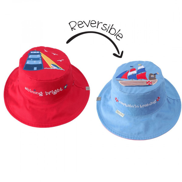 FlapJackKids Καπέλο Διπλής Όψης UPF 50  (Cotton) Tall Ship/Lighthouse  6Μ-24Μ FJKSH135S