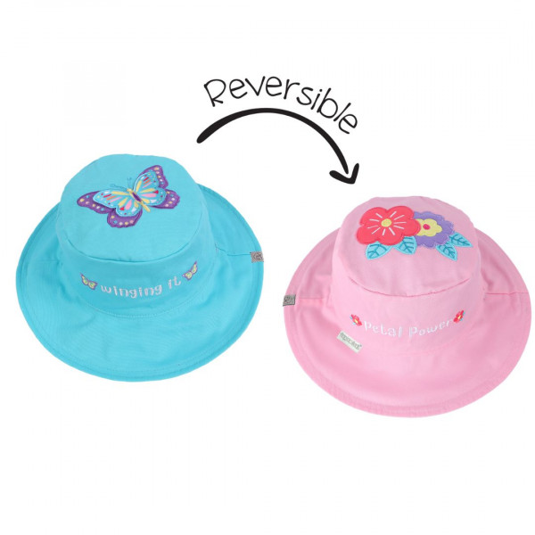 FlapJackKids Καπέλο Διπλής Όψης UPF 50  (Cotton) Butterfly/Floral  6Μ-24Μ  FJKSH141S