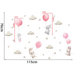  Sipo Wall Sticker Bunny Balloons Pink 