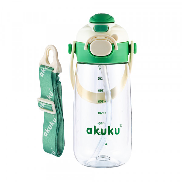 Akuku Παγούρι Tritan Nερού 480 ml Mε Kαλαμάκι Πράσινο A0724
