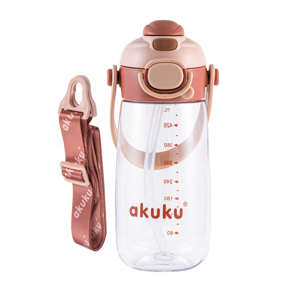 Akuku Παγούρι Tritan Nερού 480 ml Mε Kαλαμάκι - Καφέ A0726