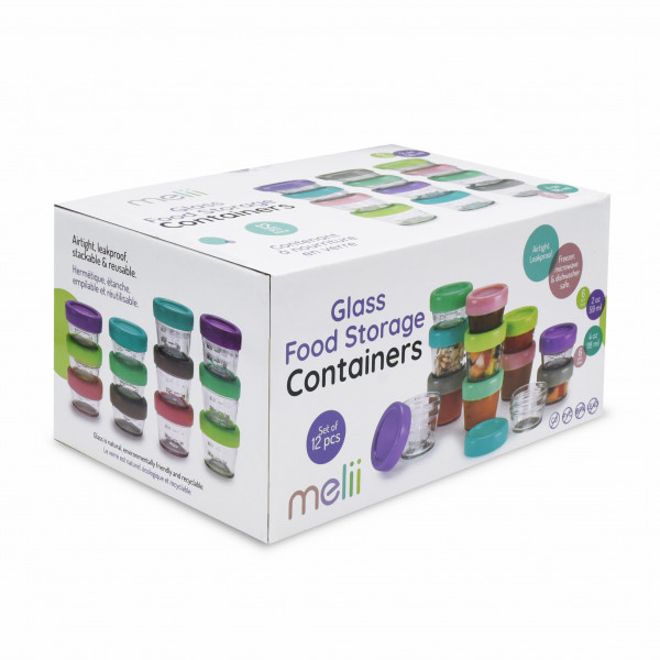 Melii – Glass Baby Food Containers (60 ml set of 6   120 ml set of 6) MEL16900
