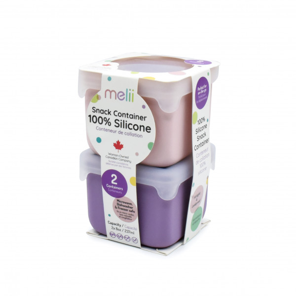 Melii Δοχείο Σιλικόνης για Σνακ Pink/Purple 2 τεμ. MEL23300