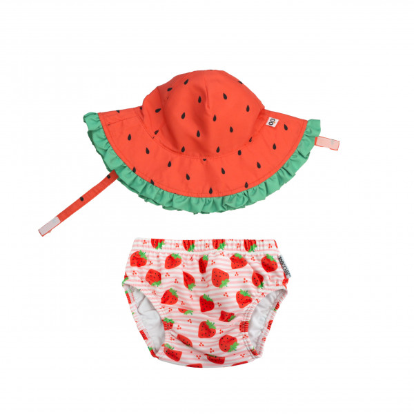 Zoocchini Σετ Μαγιό και Καπέλο UPF50  Strawberry Delight - 12-24m ZOO12018L