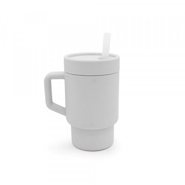 Melii Παγούρι Σιλικόνης με Καλαμάκι Tumbler Γκρι MEL19920