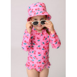 Zoocchini Σετ UV Μαγιό Πάνα Bucket Καπέλο Μπλούζα Cherry - 12Μ-24Μ  ZOO16025-12-24M