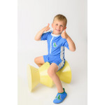 Zoocchini Κοντομάνικο Ολόσωμο Μαγιό με Στάμπα Dino/Med Blue 2 Ετών ZOO12802-2T