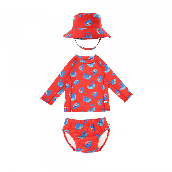 Zoocchini Σετ UV Μαγιώ Πάνα Bucket Καπέλο Μπλούζα Sherman the Shark - 6-12m ZOO16017-6-12M