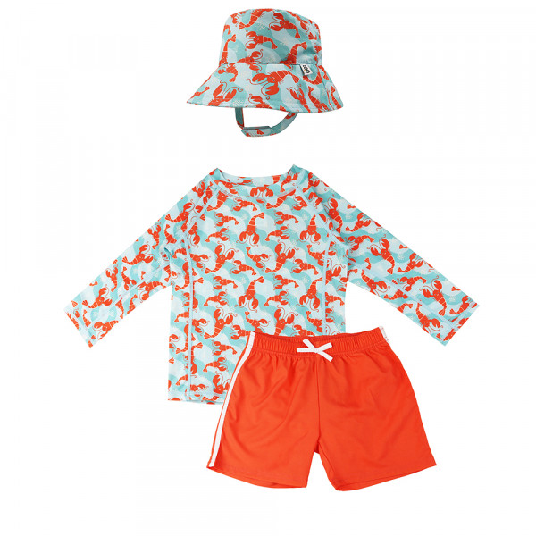 Zoocchini Σετ UV Μαγιό Bucket Καπέλο Μπλούζα Lobster - 2 Ετ΄ών ZOO16019-2T