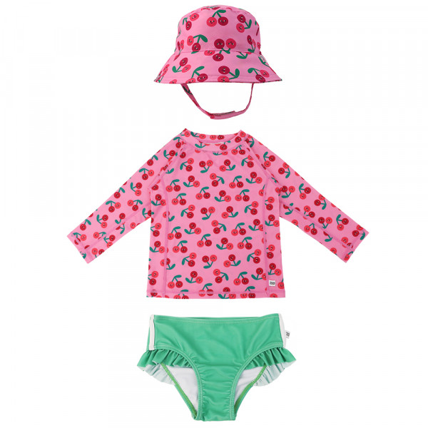 Zoocchini Σετ UV Μαγι΄ό Bucket Καπέλο Μπλούζα Cherry 12-24Μ ZOO16021-12-24M