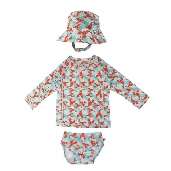 Zoocchini Σετ UV Μαγιό Πάνα Bucket Καπέλο Μπλούζα Lobster - 12Μ-24Μ ZOO16023-12-24M