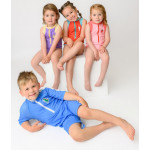Zoocchini Κοντομάνικο Ολόσωμο Μαγιό με Στάμπα Dino/Med Blue 2 Ετών ZOO12802-2T