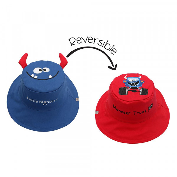 FlapJackKids Καπέλο Διπλής Όψης UPF 50  Monster/Car (Cotton)  2-4 Ετών FJKSH824M
