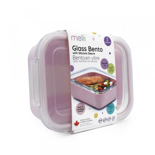Melii – Glass Bento Με Θήκη Σιλικόνης (740ml set of 1) – pink MEL16960