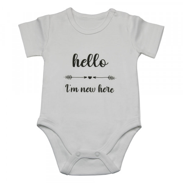 Bebe stars Βρεφικό φορμάκι ανακοίνωσης με στάμπα Baby Άσπρο 216-001