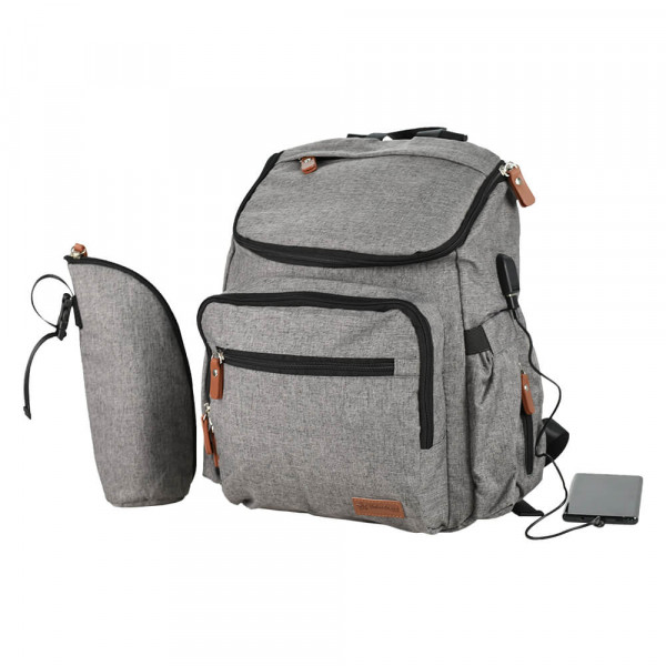 Bebe Stars Τσάντα Αλλαξιέρα Πλάτης με USB Grey 590-186