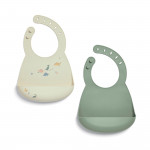 Mamas & Papas Βρεφικές Σαλιάρες Σιλικόνης Σετ 2τεμ Dino Teal 24280131