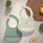 Mamas & Papas Βρεφικές Σαλιάρες Σιλικόνης Σετ 2τεμ Dino Teal 24280131