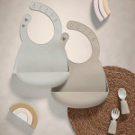 Mamas & Papas Βρεφικές Σαλιάρες Σιλικόνης Σετ 2τεμ Neutral Speckle 24280133