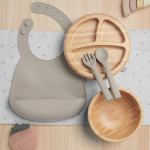 Mamas&Papas Παιδικό Σετ Φαγητού Bamboo 1st stage 4τεμ Truffle 25180071