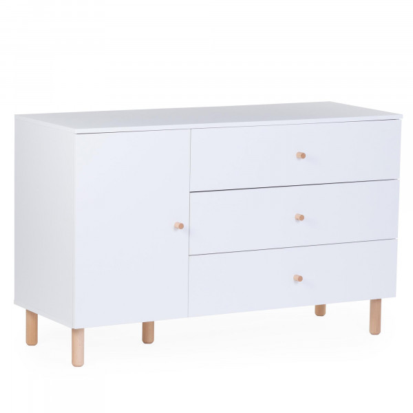 Childhome Παιδική Σιφονιέρα Wonder White με 3 Συρτάρια & Ντουλάπι & Αλλαξιέρα BR77571