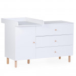Childhome Παιδική Σιφονιέρα Wonder White με 3 Συρτάρια & Ντουλάπι & Αλλαξιέρα BR77571