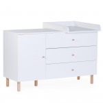 Childhome Παιδική Σιφονιέρα Wonder White με 3 Συρτάρια & Ντουλάπι & Αλλαξιέρα BR77571