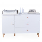 Childhome Παιδική Σιφονιέρα Wonder White με 3 Συρτάρια & Ντουλάπι & Αλλαξιέρα BR77571
