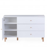 Childhome Παιδική Σιφονιέρα Wonder White με 3 Συρτάρια & Ντουλάπι & Αλλαξιέρα BR77571