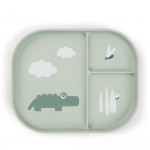 Done By Deer Παιδικό Πιάτο με χωρίσματα Happy Clouds Croco Green BR77708
