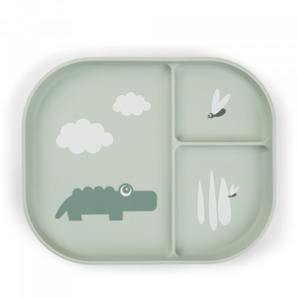 Done By Deer Παιδικό Πιάτο με χωρίσματα Happy Clouds Croco Green BR77708