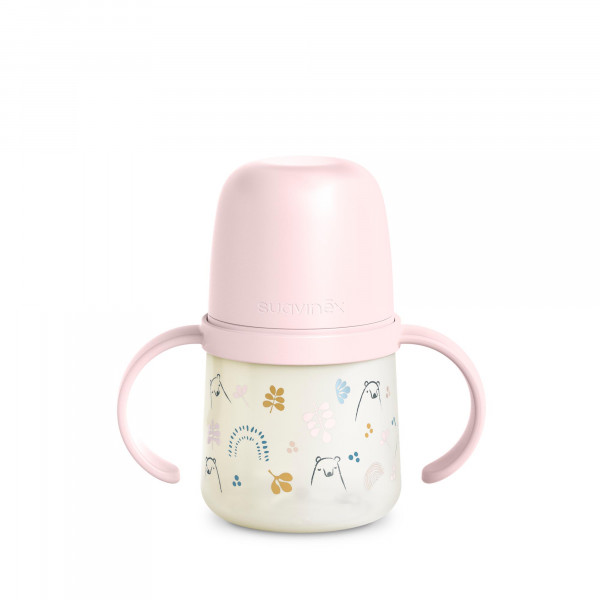 Suavinex Μπουκάλι Εκπαιδευτικό με λαβές 150ml +6μ BEAR Pink BR78518