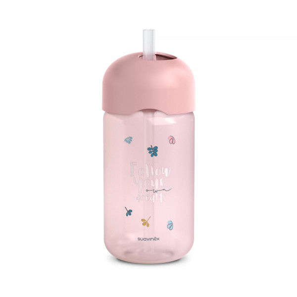 Suavinex Παγούρι με καλαμάκι Σιλικόνης 340ml +18μ BEAR Pink BR78534