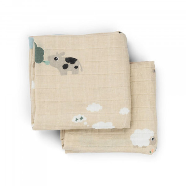 Done by Deer Tiny Farm Πάνες Αγκαλιάς Μπεζ 65x65εκ. 2τμχ BR79672