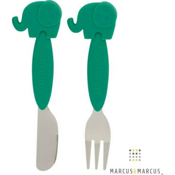 Marcus & Marcus Σετ Παιδικό Κουτάλι & Πιρούνι Πράσινο MNMKD03EP